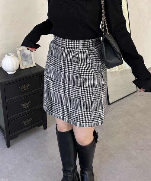 prose verse（プロズヴェール）の「グレンチェック台形ミニスカート（スカート・レディース・グレー・SMALL/LARGE/MEDIUM）」の5枚目の写真