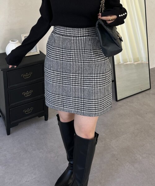 prose verse（プロズヴェール）の「グレンチェック台形ミニスカート（スカート・レディース・グレー・SMALL/LARGE/MEDIUM）」の6枚目の写真