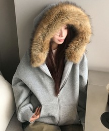 DIAVEL（ディアベル）の「【25秋冬新作】裏起毛ふわもこファーフードジップパーカー（パーカー・レディース）」