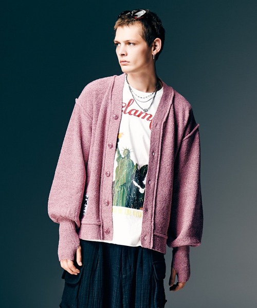 glamb(グラム)の「Creed Cardigan / クリードカーディガン(カーディガン/ボレロ・メンズ・イエロー/ピンク/ブラック/ブルー・M/L)」の4枚目の写真
