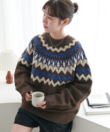 DISCOAT（ディスコート）の「【暖かおしゃれ見え/ユニセックス】求心柄オーバーニット（ニット/セーター・メンズ）」