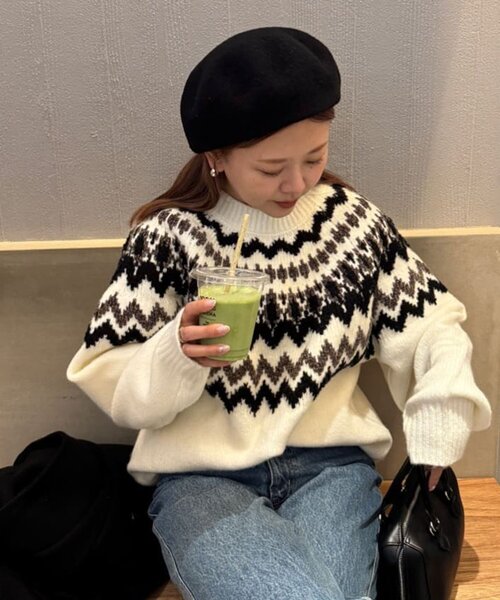 ユニセックス】求心柄オーバーニット（ニット/セーター）｜DISCOAT