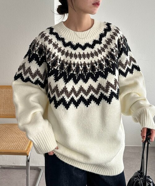 ユニセックス】求心柄オーバーニット（ニット/セーター）｜DISCOAT