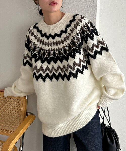 ユニセックス】求心柄オーバーニット（ニット/セーター）｜DISCOAT