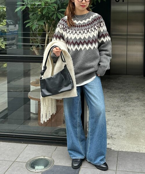 セール】【ユニセックス】求心柄オーバーニット（ニット/セーター