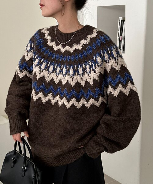 ユニセックス】求心柄オーバーニット（ニット/セーター）｜DISCOAT