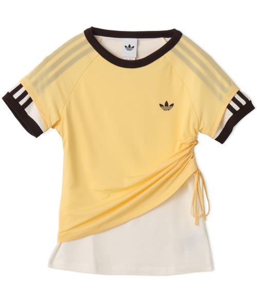 adidas（アディダス）の「adidas DOUBLE LAYERED CALI T-SHIRT / アディダス ダブル レイヤード カリ Tシャツ（Tシャツ/カットソー・レディース・イエロー・L/M/S）」の5枚目の写真