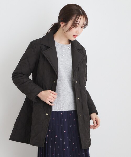 LAURA ASHLEY(ローラアシュレイ)の「シングルブレステッド キルトコート(その他アウター・レディース・ベージュ/ブラック・38/40)」の1枚目の写真