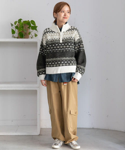 POU DOU DOU(プードゥドゥ)の「ハーフzipジャガードニット(ニット/セーター・レディース・ブルー/ダークグレー・M)」の22枚目の写真