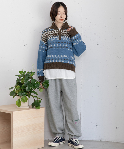 POU DOU DOU(プードゥドゥ)の「ハーフzipジャガードニット(ニット/セーター・レディース・ブルー/ダークグレー・M)」の19枚目の写真