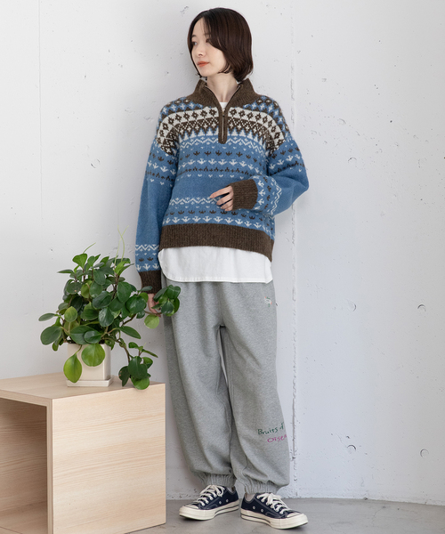 POU DOU DOU(プードゥドゥ)の「ハーフzipジャガードニット(ニット/セーター・レディース・ブルー/ダークグレー・M)」の12枚目の写真