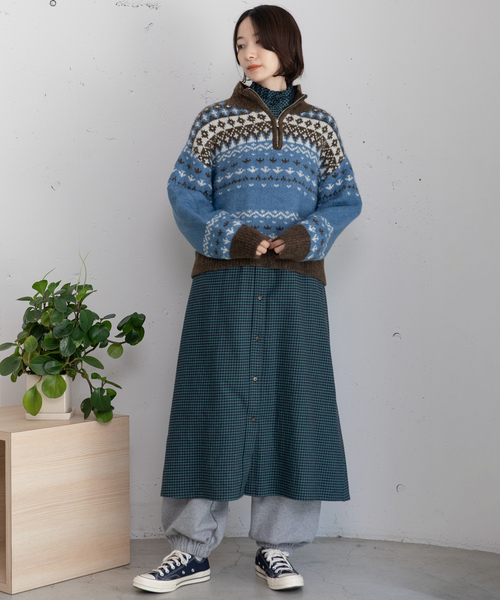 POU DOU DOU(プードゥドゥ)の「ハーフzipジャガードニット(ニット/セーター・レディース・ブルー/ダークグレー・M)」の10枚目の写真