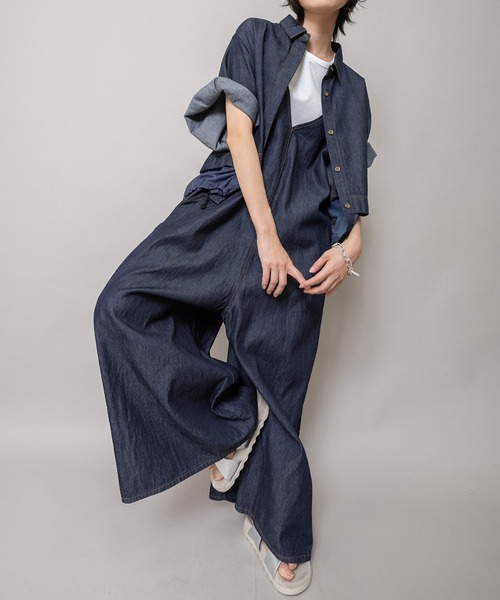 Munich（ミューニック）の「6.5ozスラブデニムフレアサロペット（サロペット/オーバーオール・レディース・ネイビー/モカ/ブラック・S）」の12枚目の写真