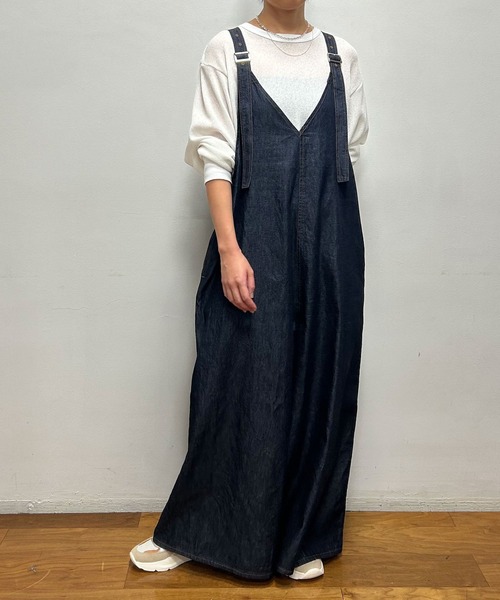 Munich（ミューニック）の「6.5ozスラブデニムフレアサロペット（サロペット/オーバーオール・レディース・ネイビー/モカ/ブラック・S）」の10枚目の写真