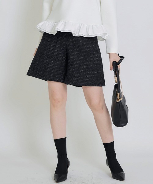 PICCIN PERLA（ピッチンペルラ）の「ツイードキュロットパンツ（その他パンツ・レディース・オフホワイト/ブラック・M）」の2枚目の写真