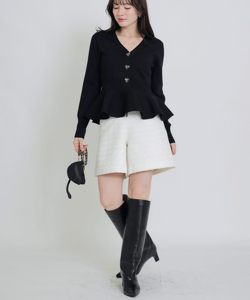 PICCIN PERLA（ピッチンペルラ）の「ツイードキュロットパンツ（その他パンツ・レディース・オフホワイト/ブラック・M）」の5枚目の写真