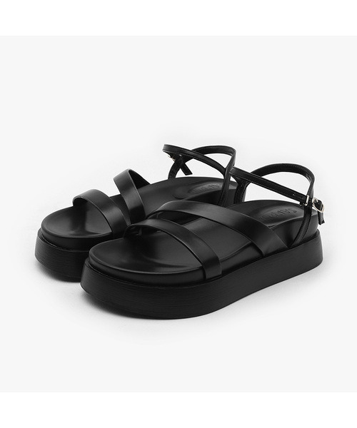 SAPPUN(サプン)の「Sahara ストラップ 厚底 サンダル (5cm)(サンダル・レディース・ブラック/アイボリー・25.5cm/22.5cm/23cm/23.5cm/24cm/24.5cm/25cm)」の1枚目の写真