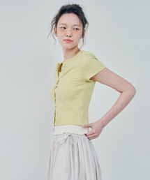 HANE（ハネ）の「Ribbed Button Knit Cardigan_Lime（カーディガン/ボレロ）」