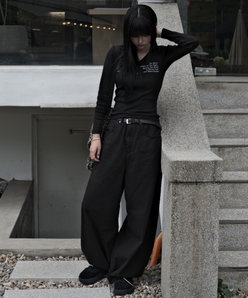 DAMISH(ダミシュ)の「サンアンドムーンボタンロングスリーブ_ブラック(Tシャツ/カットソー・レディース・ブラック・FREE)」の2枚目の写真