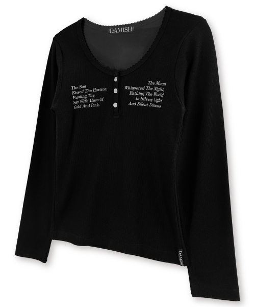 DAMISH(ダミシュ)の「サンアンドムーンボタンロングスリーブ_ブラック(Tシャツ/カットソー・レディース・ブラック・FREE)」の4枚目の写真