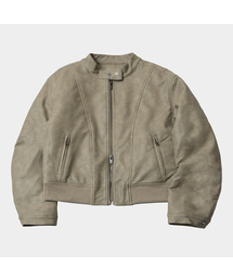 PLACE STUDIO（プレイススタジオ）の「インシジョンラインレザー ハイネックジップアップ ウィンター パディッド クロップジャケット ジャンパー_2COLOR（ライダースジャケット・レディース）」