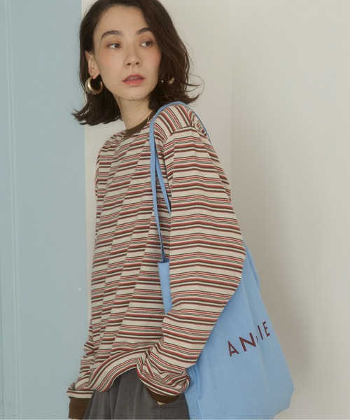 ANGIE(アンジー)の「マルチボーダー オーバーサイズ ロンT(Tシャツ/カットソー・レディース・ブラック系その他/レッド系その他/グリーン系その他・FREE)」の3枚目の写真