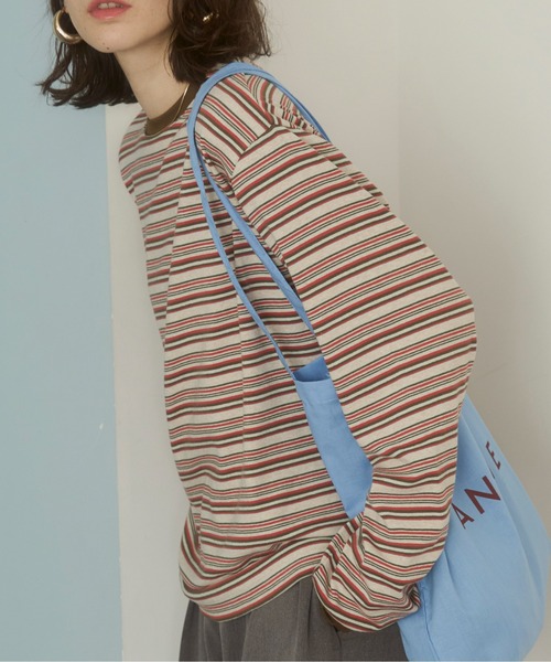 ANGIE(アンジー)の「マルチボーダー オーバーサイズ ロンT(Tシャツ/カットソー・レディース・ブラック系その他/レッド系その他/グリーン系その他・FREE)」の18枚目の写真