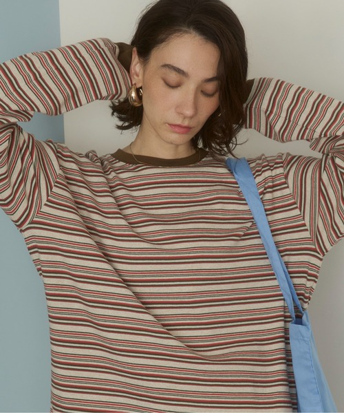 ANGIE(アンジー)の「マルチボーダー オーバーサイズ ロンT(Tシャツ/カットソー・レディース・ブラック系その他/レッド系その他/グリーン系その他・FREE)」の16枚目の写真