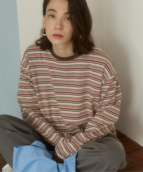 ANGIE(アンジー)の「マルチボーダー オーバーサイズ ロンT(Tシャツ/カットソー・レディース・ブラック系その他/レッド系その他/グリーン系その他・FREE)」の17枚目の写真
