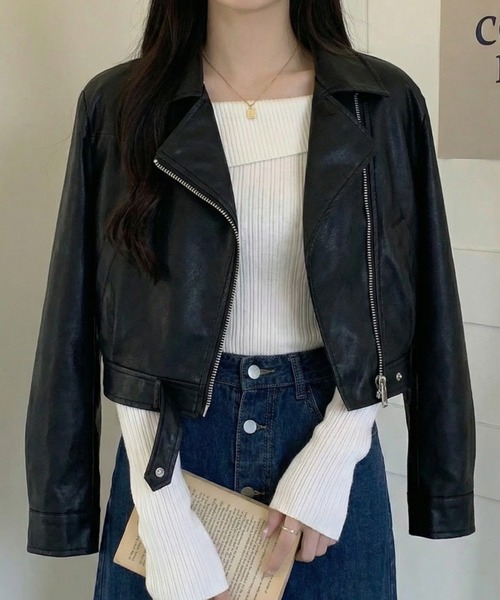 cammie（キャミー）の「ダブルライダースジャケット（ライダースジャケット・レディース・ブラウン/ブラック・M/L）」の5枚目の写真