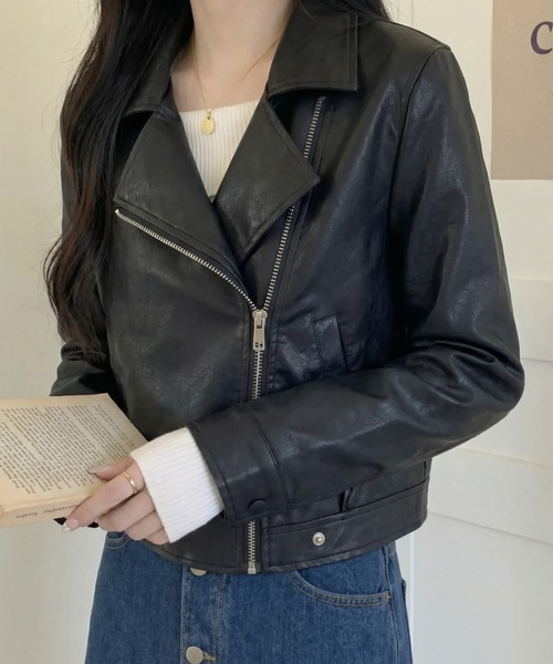 cammie（キャミー）の「ダブルライダースジャケット（ライダースジャケット・レディース・ブラウン/ブラック・M/L）」の3枚目の写真