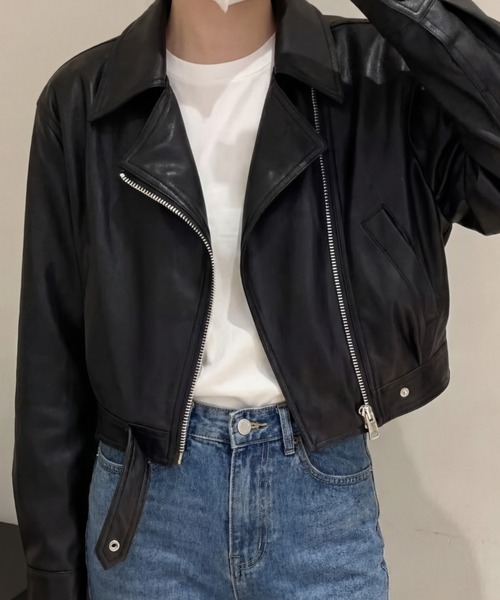 cammie（キャミー）の「ダブルライダースジャケット（ライダースジャケット・レディース・ブラウン/ブラック・M/L）」の7枚目の写真