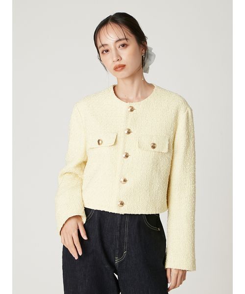 クロップドツイードジャケット（ノーカラージャケット）｜FRAY I.D