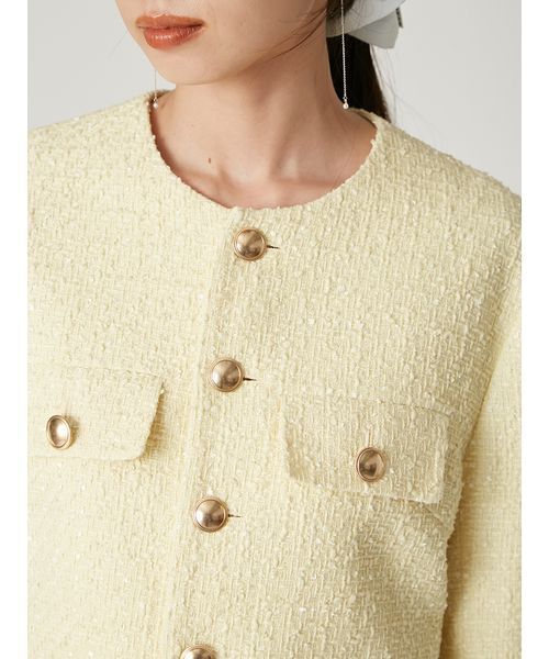 クロップドツイードジャケット（ノーカラージャケット）｜FRAY I.D