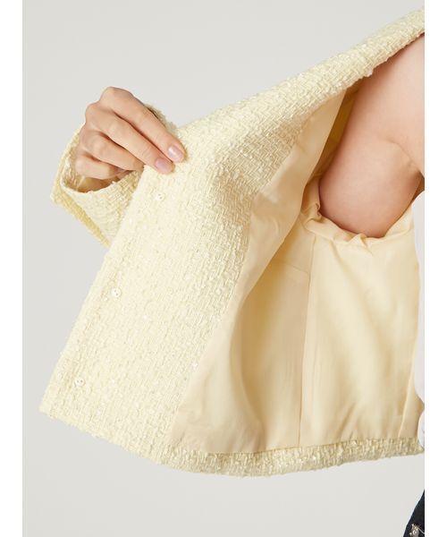 FRAY I.D（フレイアイディー）の「クロップドツイードジャケット（ノーカラージャケット・レディース・イエロー/ネイビー/ホワイト・0/1）」の11枚目の写真