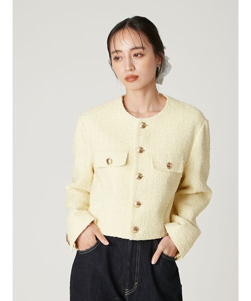 クロップドツイードジャケット（ノーカラージャケット）｜FRAY I.D