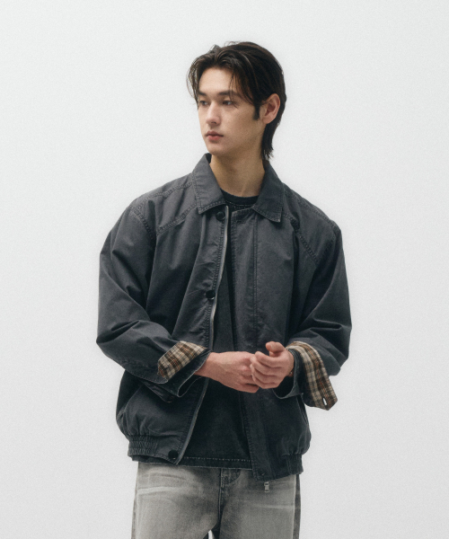ECORR（エコル）の「コットンヘリングトンブルゾンジャケット_チャコール（ブルゾン・メンズ・その他・2(L)/3(XL)/1(M)）」の2枚目の写真