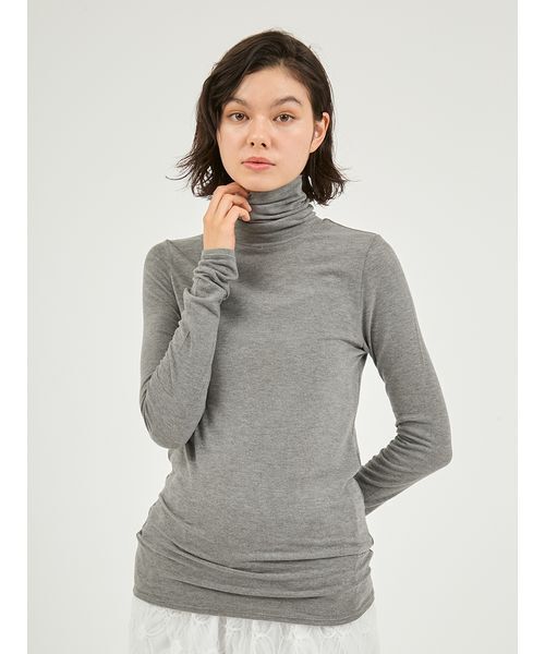 emmi(エミ)の「ハイネックカットソー(Tシャツ/カットソー・レディース・ライム/アイボリー/グレー・F)」の9枚目の写真
