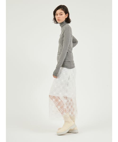 emmi(エミ)の「ハイネックカットソー(Tシャツ/カットソー・レディース・ライム/アイボリー/グレー・F)」の12枚目の写真