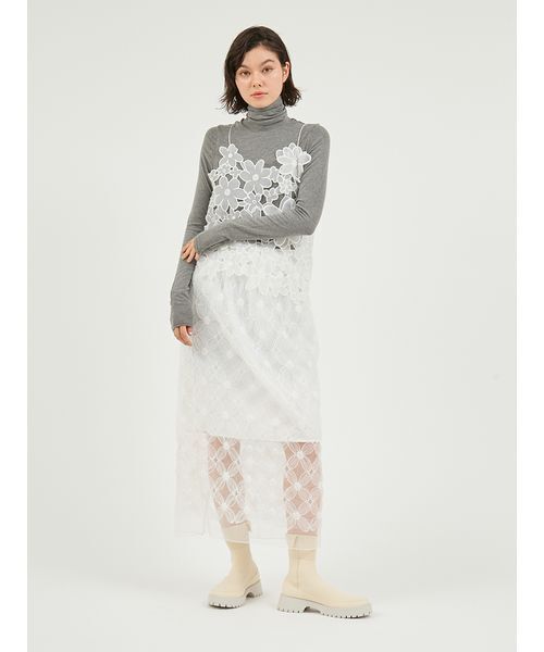 emmi(エミ)の「ハイネックカットソー(Tシャツ/カットソー・レディース・ライム/アイボリー/グレー・F)」の14枚目の写真