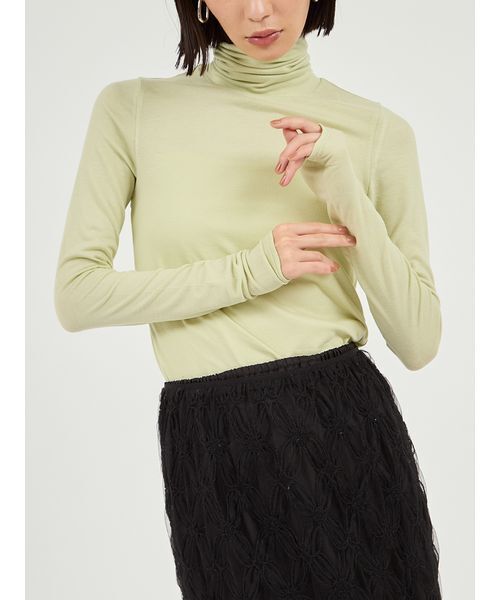 新品未使用【emmi atelier】ハイネックメッシュカットソー LBEG ハイネックカットソー（Tシャツ/カットソー）｜emmi（エミ）の