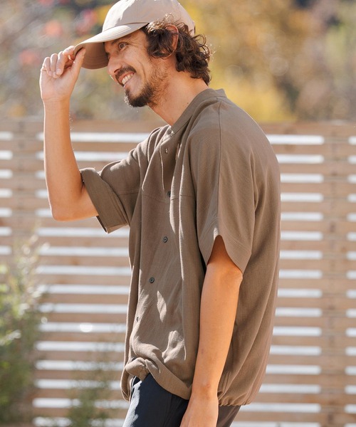 CAMBIO（カンビオ）の「mhs2479- Linen Rayon Dolman Sleeve Short Sleeve Shirts 半袖シャツ(S61126cmb)（シャツ/ブラウス・メンズ・ブラック/グレー/ブラウン/キナリ・S/M/L）」の6枚目の写真