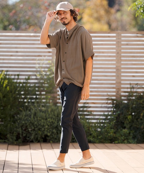 CAMBIO（カンビオ）の「mhs2479- Linen Rayon Dolman Sleeve Short Sleeve Shirts 半袖シャツ(S61126cmb)（シャツ/ブラウス・メンズ・ブラック/グレー/ブラウン/キナリ・S/M/L）」の8枚目の写真