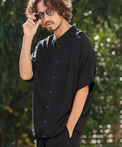 CAMBIO（カンビオ）の「mhs2479- Linen Rayon Dolman Sleeve Short Sleeve Shirts 半袖シャツ(S61126cmb)（シャツ/ブラウス・メンズ・ブラック/グレー/ブラウン/キナリ・S/M/L）」の10枚目の写真