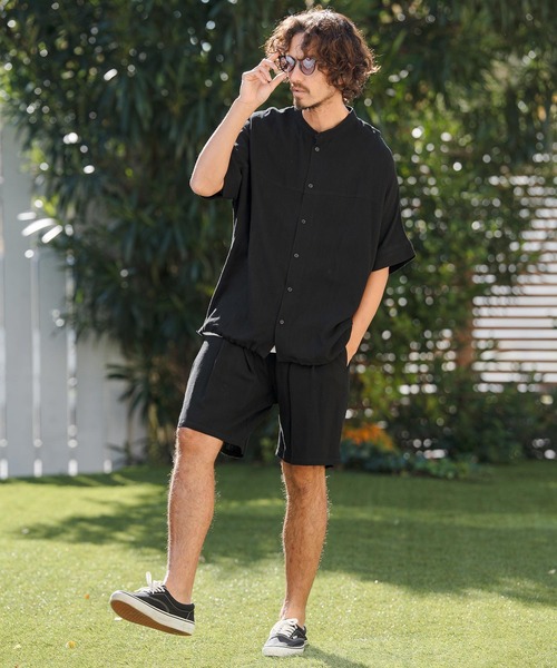 CAMBIO（カンビオ）の「mhs2479- Linen Rayon Dolman Sleeve Short Sleeve Shirts 半袖シャツ(S61126cmb)（シャツ/ブラウス・メンズ・ブラック/グレー/ブラウン/キナリ・S/M/L）」の11枚目の写真