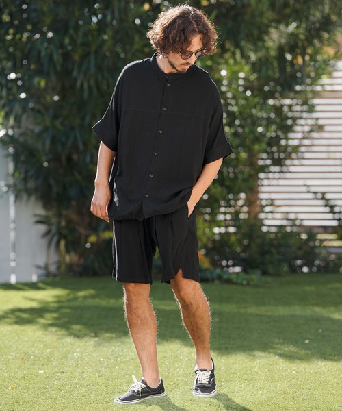CAMBIO（カンビオ）の「mhs2479- Linen Rayon Dolman Sleeve Short Sleeve Shirts 半袖シャツ(S61126cmb)（シャツ/ブラウス・メンズ・ブラック/グレー/ブラウン/キナリ・S/M/L）」の12枚目の写真