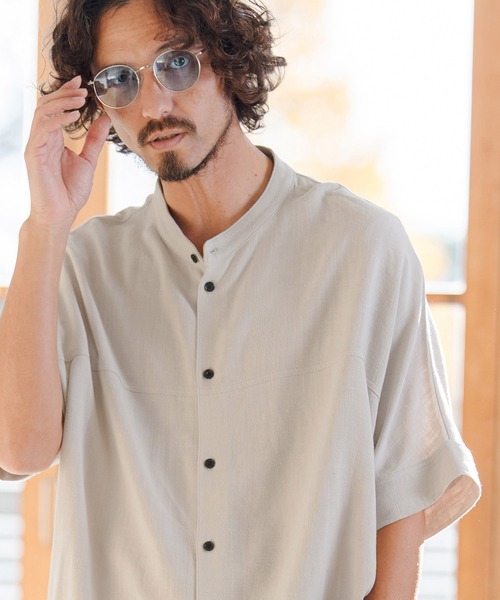 CAMBIO（カンビオ）の「mhs2479- Linen Rayon Dolman Sleeve Short Sleeve Shirts 半袖シャツ(S61126cmb)（シャツ/ブラウス・メンズ・ブラック/グレー/ブラウン/キナリ・S/M/L）」の17枚目の写真