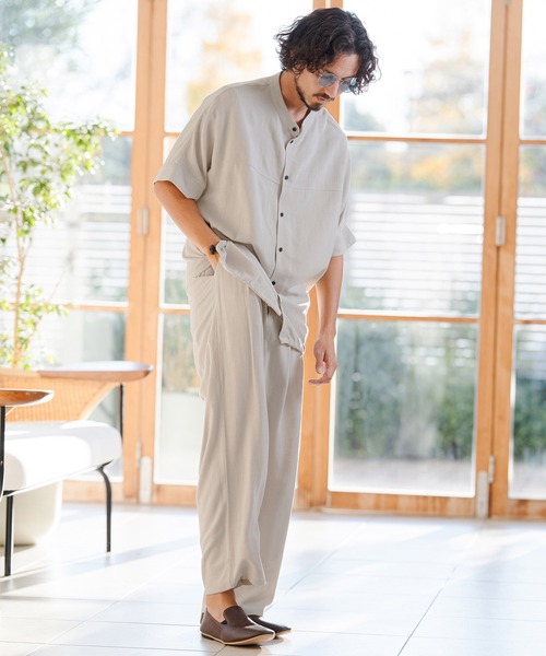 CAMBIO（カンビオ）の「mhs2479- Linen Rayon Dolman Sleeve Short Sleeve Shirts 半袖シャツ(S61126cmb)（シャツ/ブラウス・メンズ・ブラック/グレー/ブラウン/キナリ・S/M/L）」の20枚目の写真