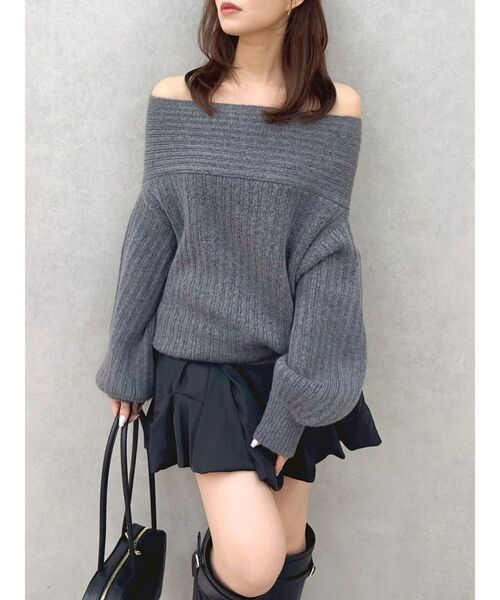 dazzlin（ダズリン）の「オーバーパステリーニット（ニット/セーター・レディース・ブルー/チャコールグレー/グリーン/ピンク/ブラック/アイボリー・FREE）」の4枚目の写真