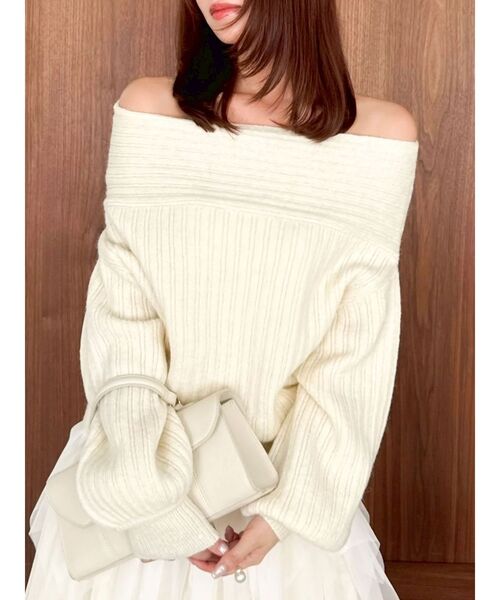 dazzlin（ダズリン）の「オーバーパステリーニット（ニット/セーター・レディース・ブルー/チャコールグレー/グリーン/ピンク/ブラック/アイボリー・FREE）」の2枚目の写真